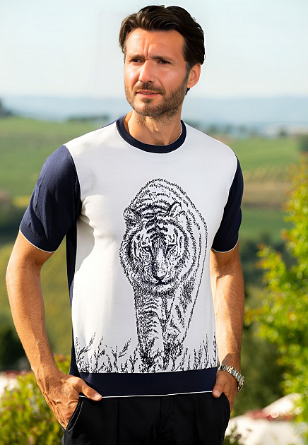Трикотажная футболка с изображением тигра PASHMERE - ИТАЛИЯ