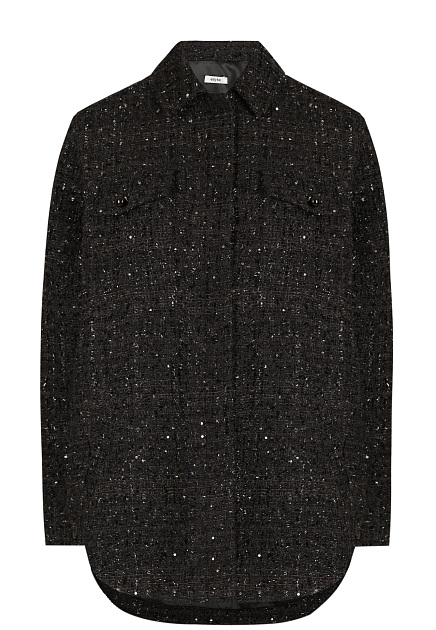 Чёрное пальто рубашечного кроя ELYTS