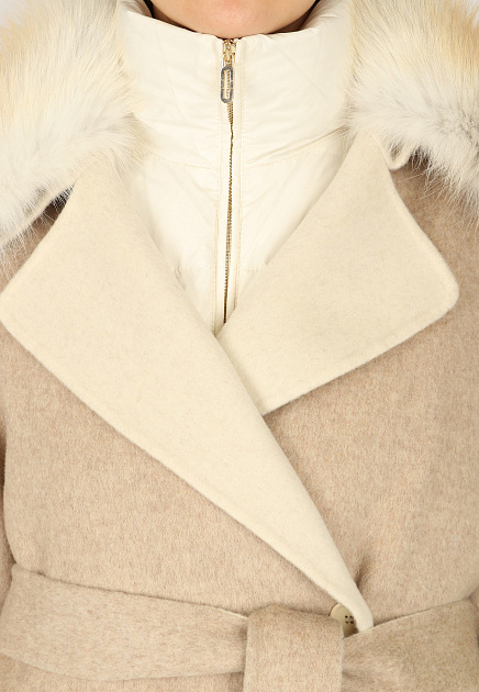 Комбинированное пальто с мехом лисы STILNOLOGY - ИТАЛИЯ
