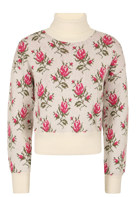 Белый свитер с цветочным принтом и вышивкой VALENTINO RED