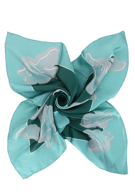 Зеленый шелковый платок с фантазийным рисунком GIORGIO ARMANI
