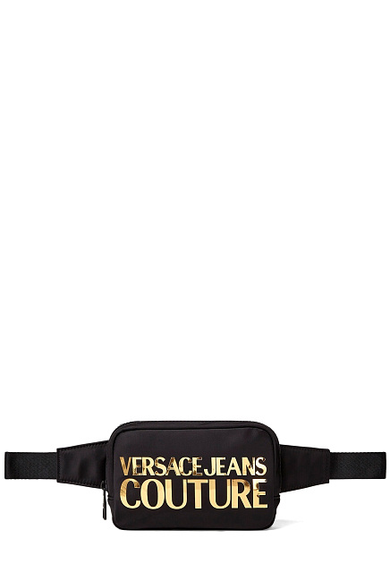 Поясная сумка с золотым логотипом VERSACE JEANS COUTURE