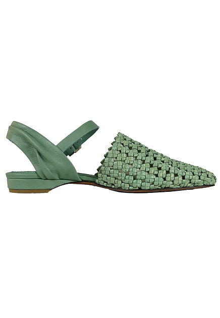 Зеленые сандалии с плетением кроше HENRY BEGUELIN