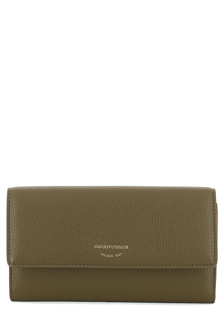 Кошелек из экокожи оливкового цвета с тисненым логотипом EMPORIO ARMANI