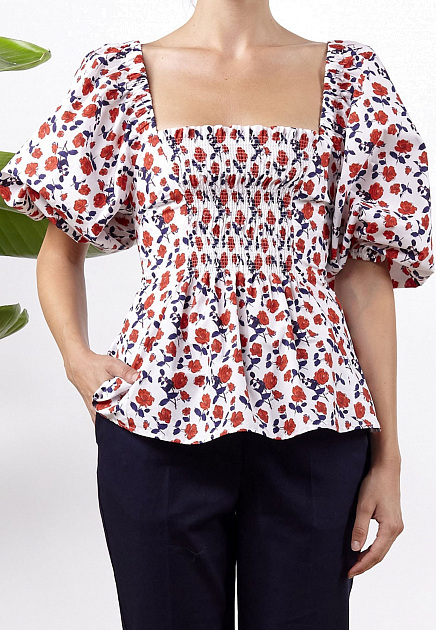 Кремовая блуза с цветочным принтом COSE P.A.R.O.S.H. - ИТАЛИЯ