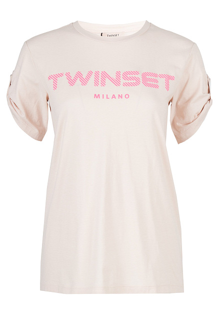 Хлопковая футболка с алым лого  TWINSET Milano