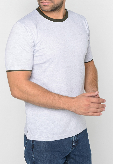 Серая хлопковая футболка с темными вставками STEFANO BELLINI - ИТАЛИЯ