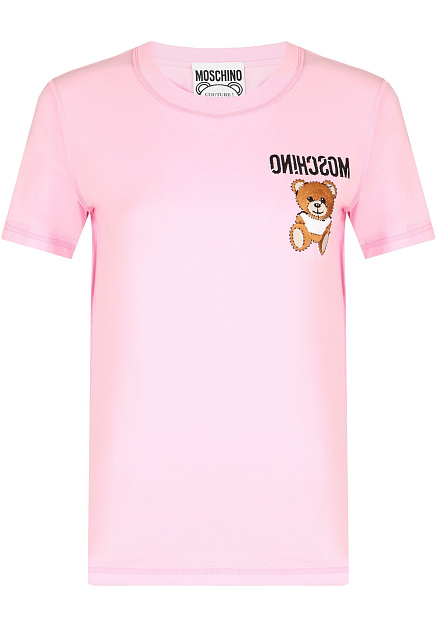 Розовая футболка с вышивкой MOSCHINO