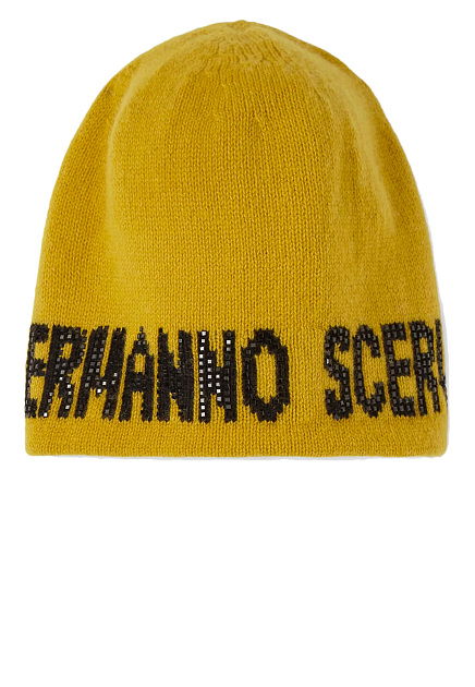 Желтая кашемировая шапка с логотипом ERMANNO SCERVINO