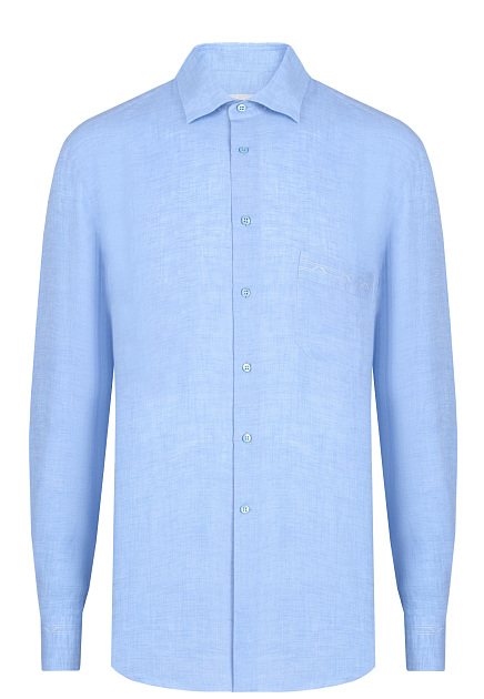 Голубая рубашка из льна STEFANO RICCI
