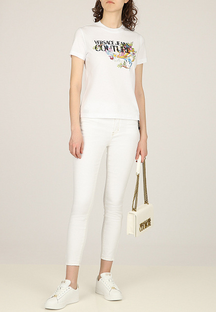 Белая футболка с фирменным принтом от VERSACE JEANS COUTURE - ИТАЛИЯ