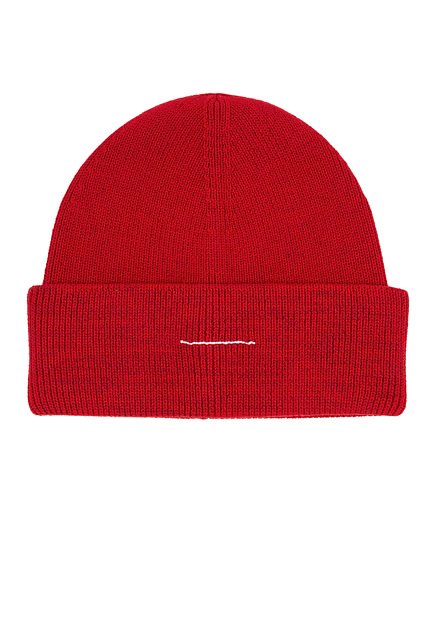 Красная шапка-бини с отворотом MM6 Maison Margiela