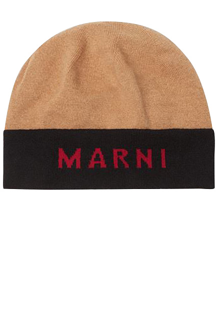 Коричневая шапка с логотипом MARNI