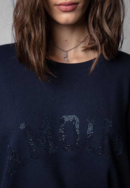 Футболка с надписью из страз ZADIG&VOLTAIRE